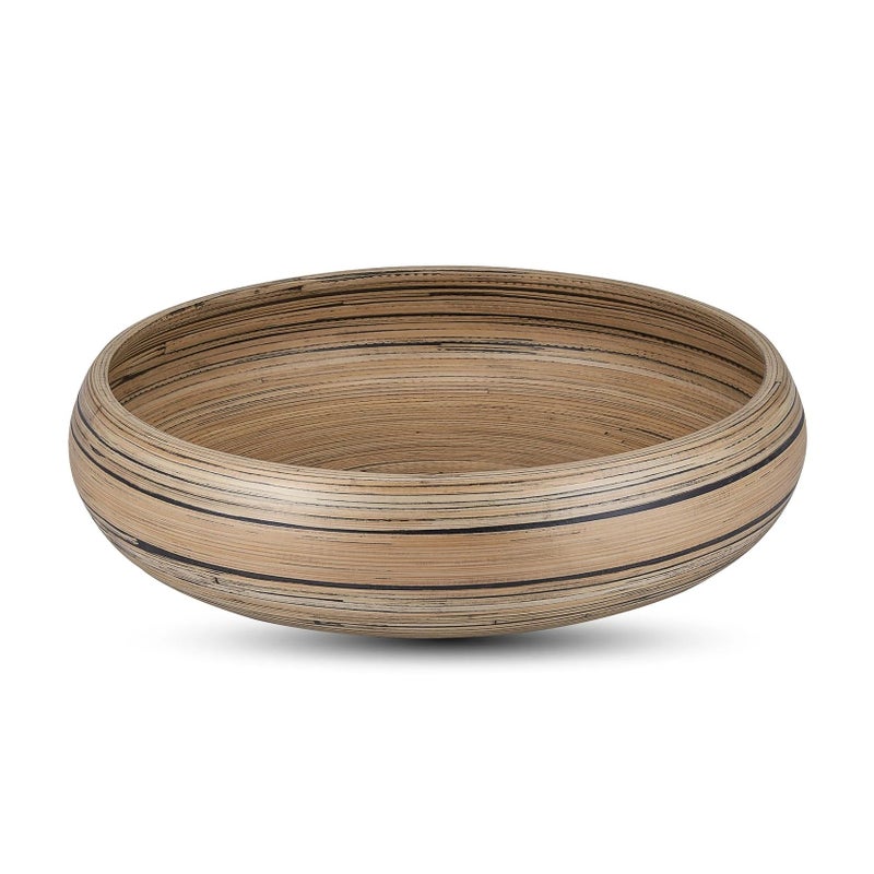 LEXA Bamboo Fruit Bowl for Kitchen Counter, 12 Inch Large & Round, Artisan Lacquered Wooden Fruit Bowl or Candy Bowl, Handcrafted Bamboo Fruit Basket for Kitchen & Home Decor (Black) - Image 1